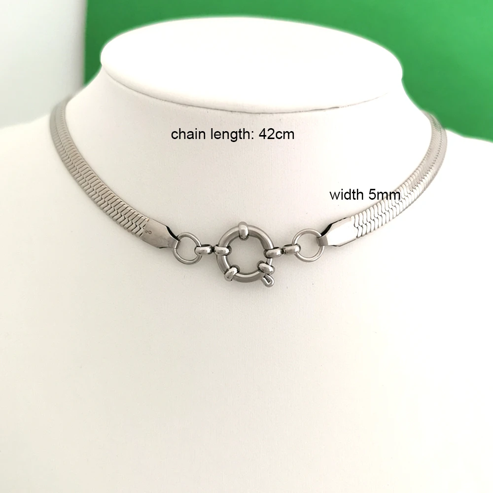 Ankerfeder-Verschluss Halskette für Damen und Herren, Edelstahl Geometrische Gliederkette, Basic DIY Gold Silber Farbe PVD Schnalle – Detail 4