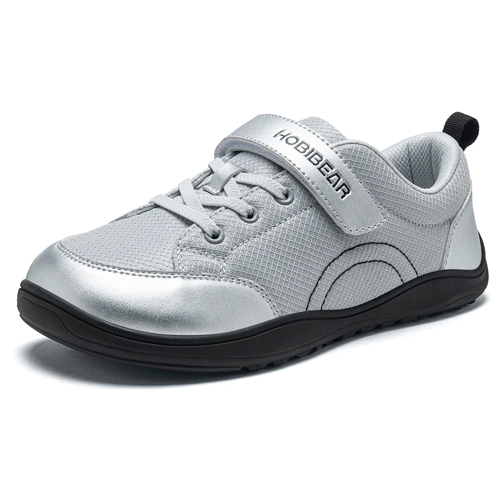 HOBIBEAR Wide Width Shoes Kids Barefoot Hook-Loop Sneakers Artificial Leather Mesh Lightweight Zero Drop Walking Shoes image 3