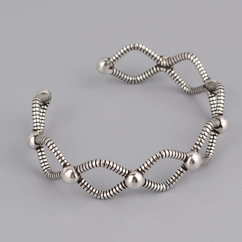 925 Sterling Silver Bracelets for Women Men String Accessories Retro Cross Line Hollow Pendant Party Jewelry Gift