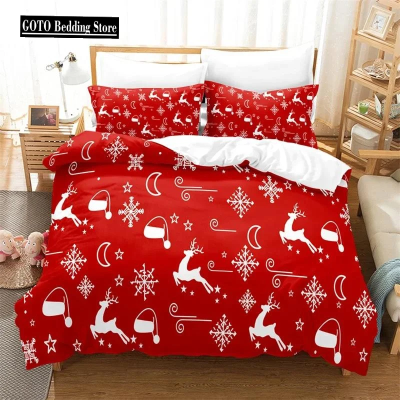 

3PCS Single-sided Merry Christmas Printed Comforter Bedding Sets Comfortable Bedspreads Comforter Duvet Bedding Birthday Gift