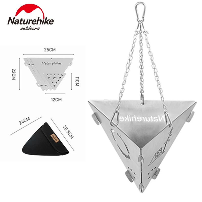 Naturehike Triangular Bonfire Stand Hanger Chain Stove 201 Stainless Steel Ultralight Campfire BBQ Grill Camping Picnic Tools