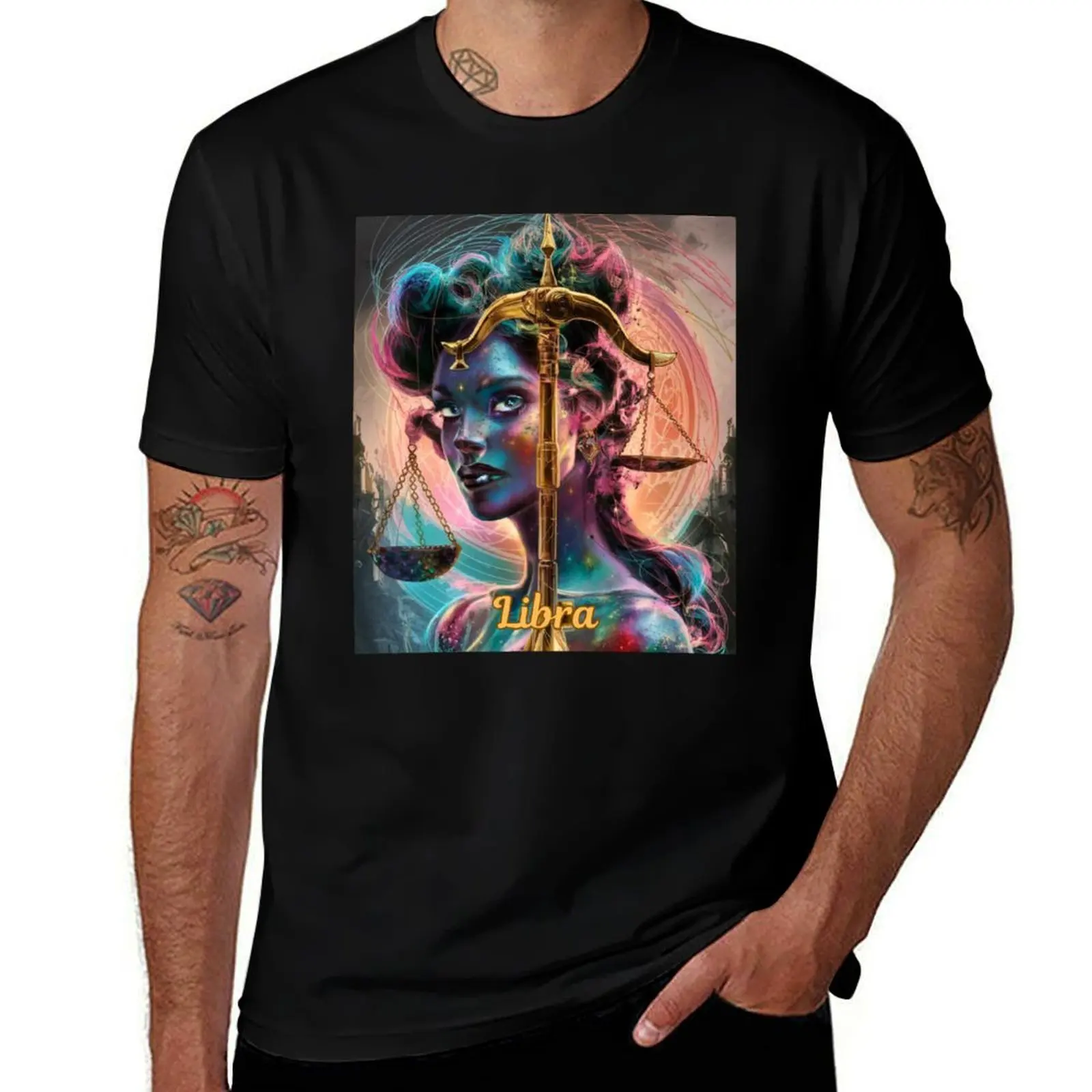 Libra Zodiac, whimsical lady, celestial woman T-Shirt Soft Basic Cotton Short Sleeve Tee