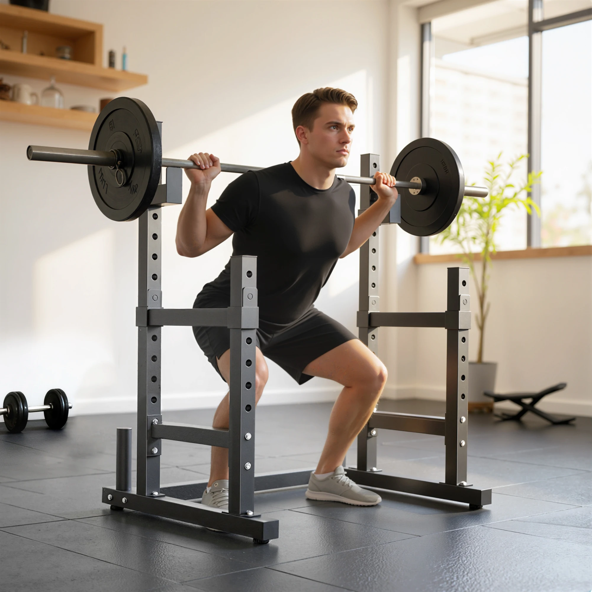 Home Gym Weight Bench - Rack de Squat Réglable 660lbs, Banc