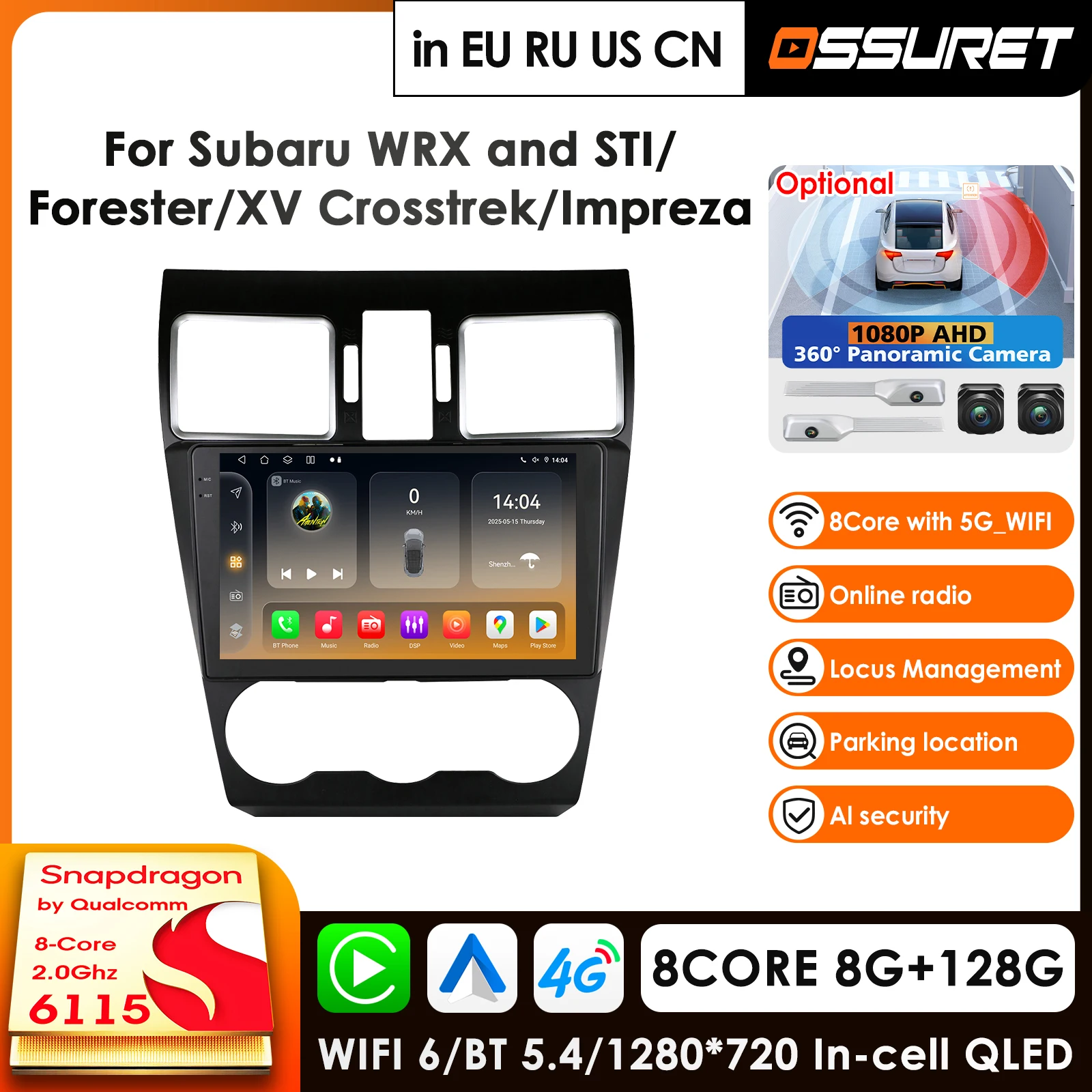 

9" Android Car Radio for Subaru Forester XV Crosstek WRX for Impreza Forester Multimedia Player Navigation GPS Carplay Head Unit