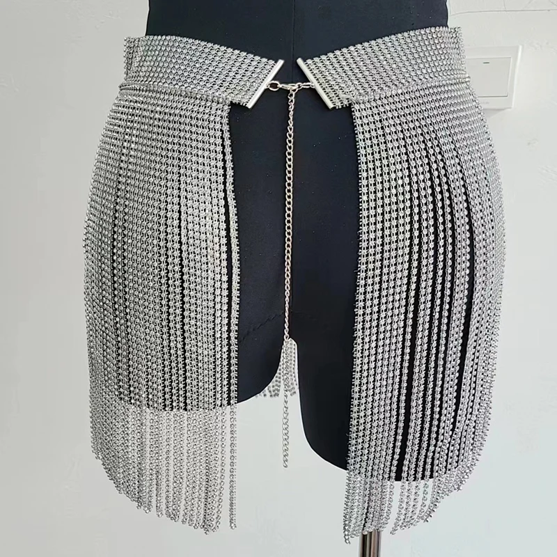 Frauen Rock Quaste Sexy Bauchtanz Kostüme Diamant Gürtel Mode Kunst Nachtclub Bar Leistung Funkelnden Bauchtanz Kostüm – Detail 18