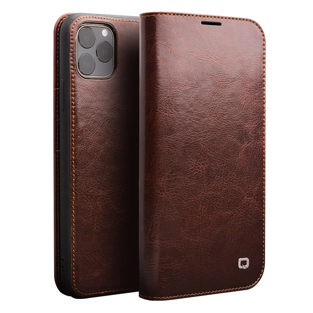 

Qialino Luxury Ultrathin Case For Iphone 13 12 11 Pro Xs Max Mini Genuine Leather Fashion Flip Bag Cover For Iphone X Card Slot