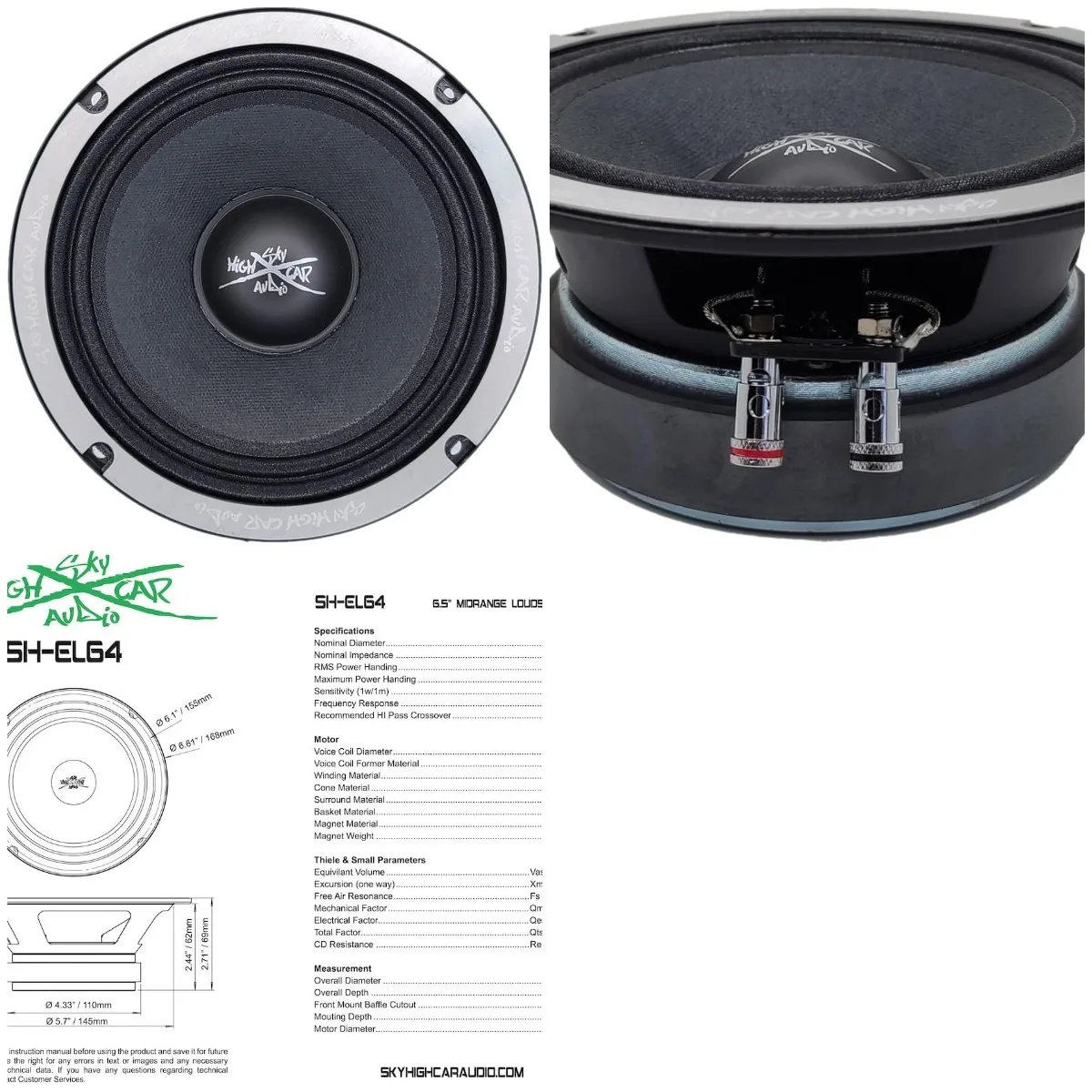 

SHCA EL64 6.5' Midrange Midbass Speaker 500 Watts 4 ohm (Single)