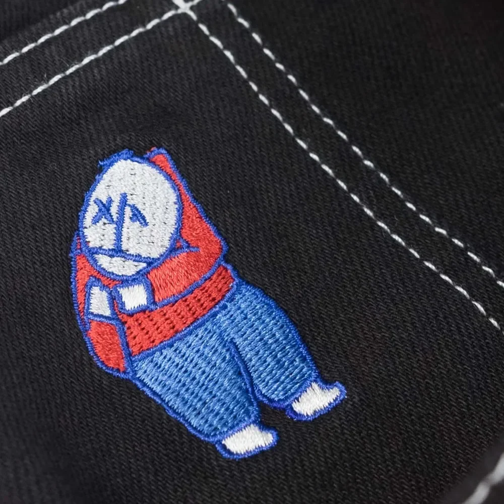 Pantaloncini da ragazzo grande Pantaloni sportivi con grafica nera Harajuku Polar Skate Streetwear Pantaloncini di jeans Ricamo 2024 Nuovi vestiti larghi da uomo