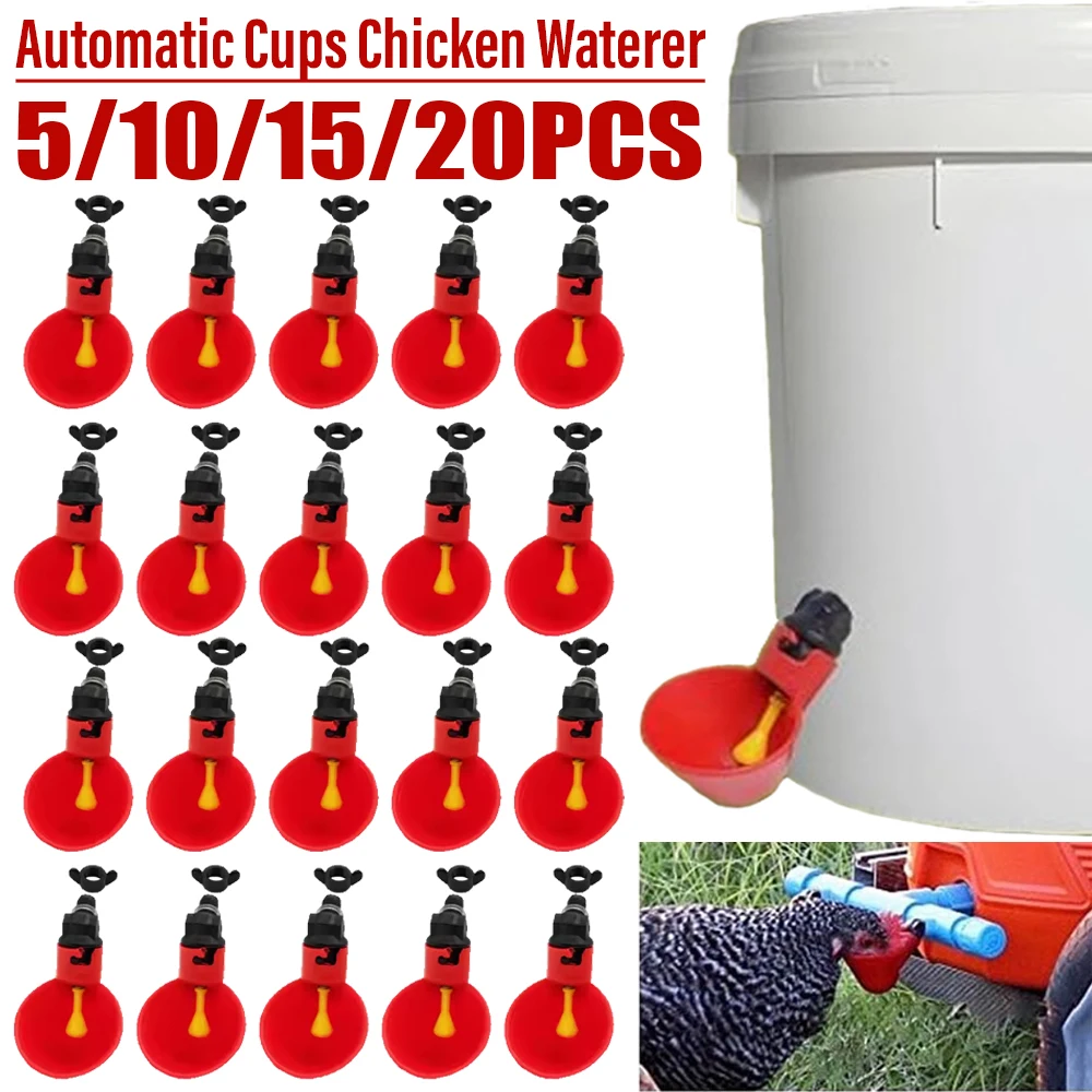 

Automatic Hanging Water Cups for Birds Duck Goose Chicken Quail Poultry 5/10/15/20Pcs Drinking Bowl Birds Water Bowl Drinker Cup