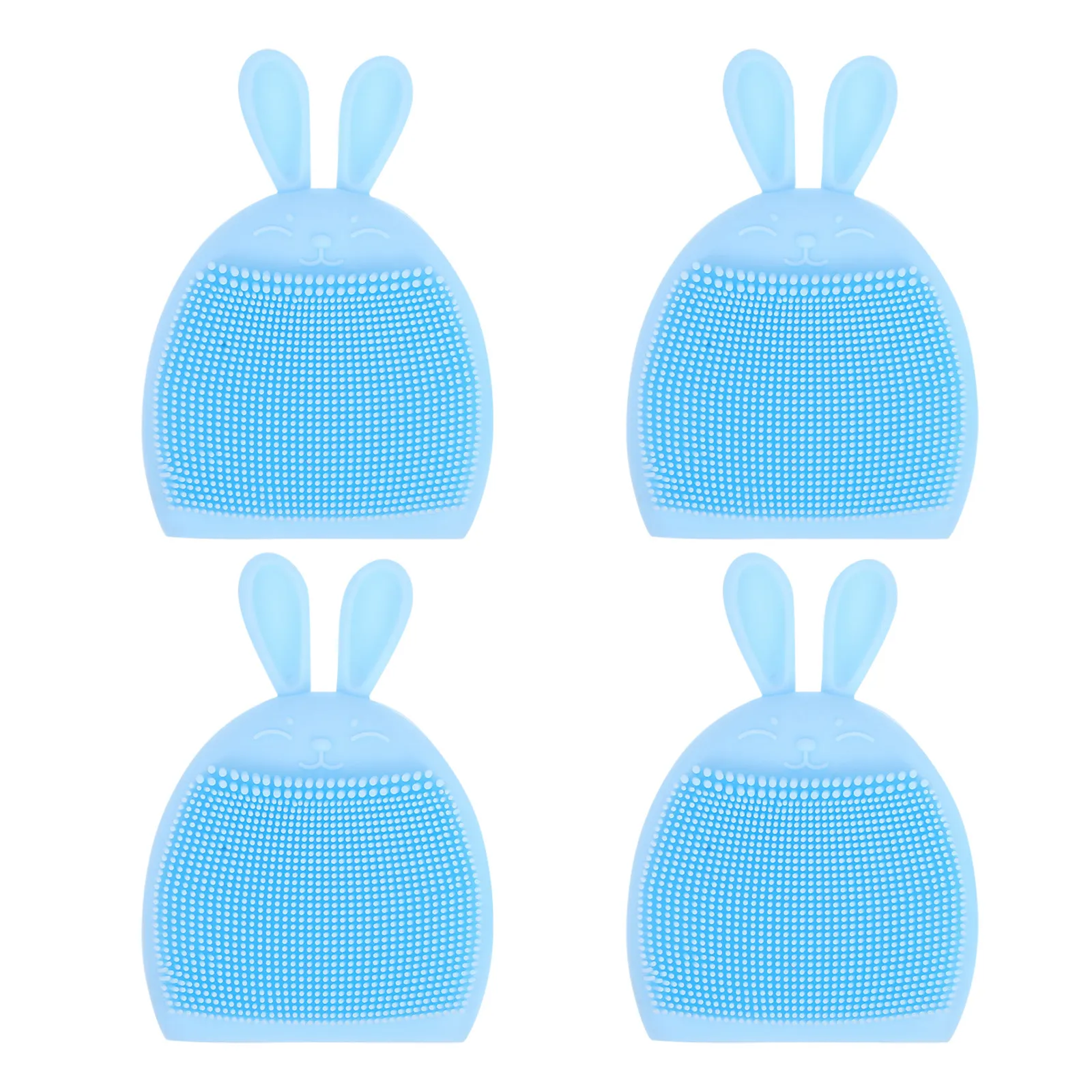 Kit com 4 Escovas de Limpeza Facial de Silicone em Formato de Orelhas de Coelho, Mini Ferramenta de Lavagem para Uso Doméstico, Salão de Beleza e Viag