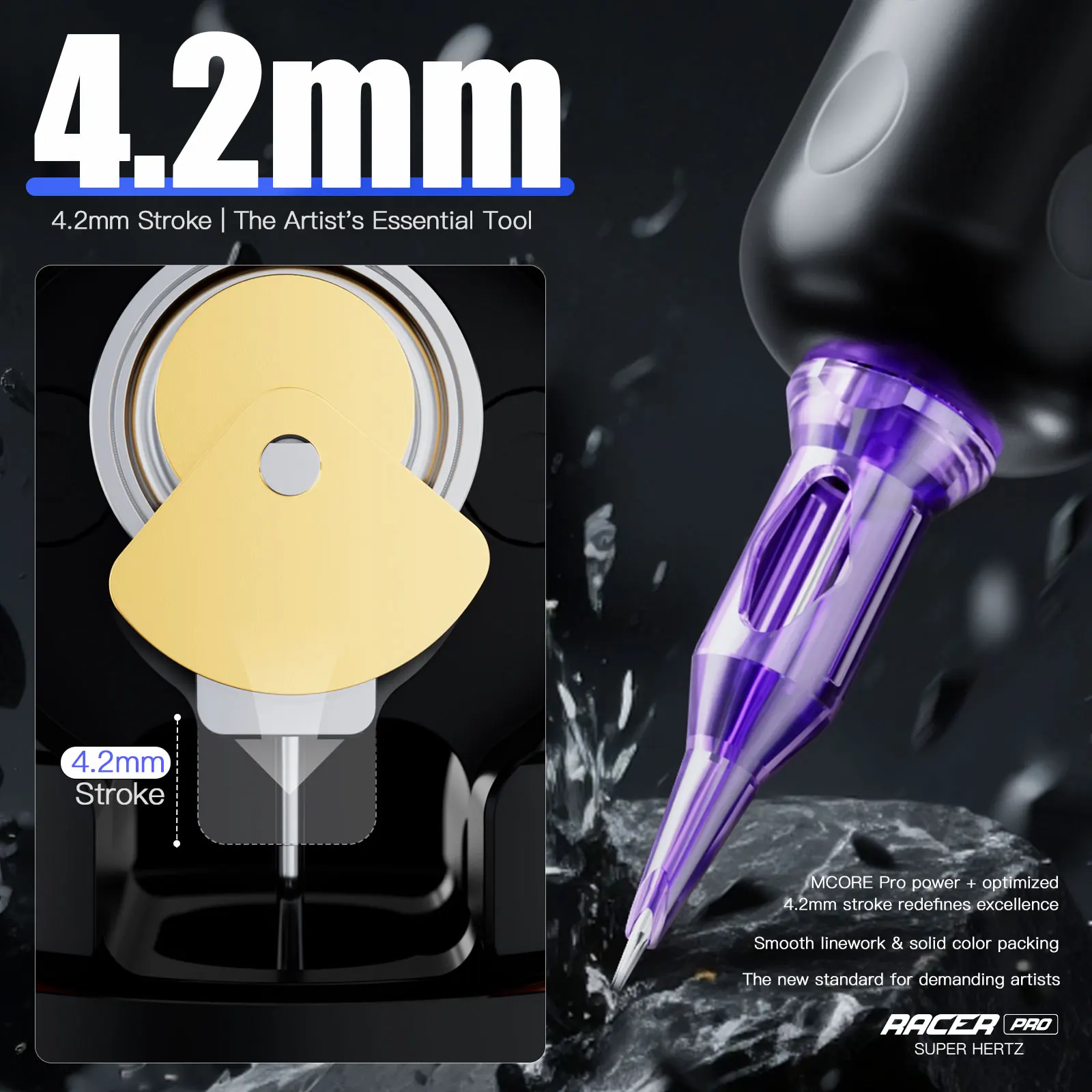 ماست ريسر برو ماكينة الوشم اللاسلكية 4.2 مللي متر قابل للتعديل لينة وهارد السكتة الدماغية فرش السيارات الوشم لوازم لعمل التظليل بطانة