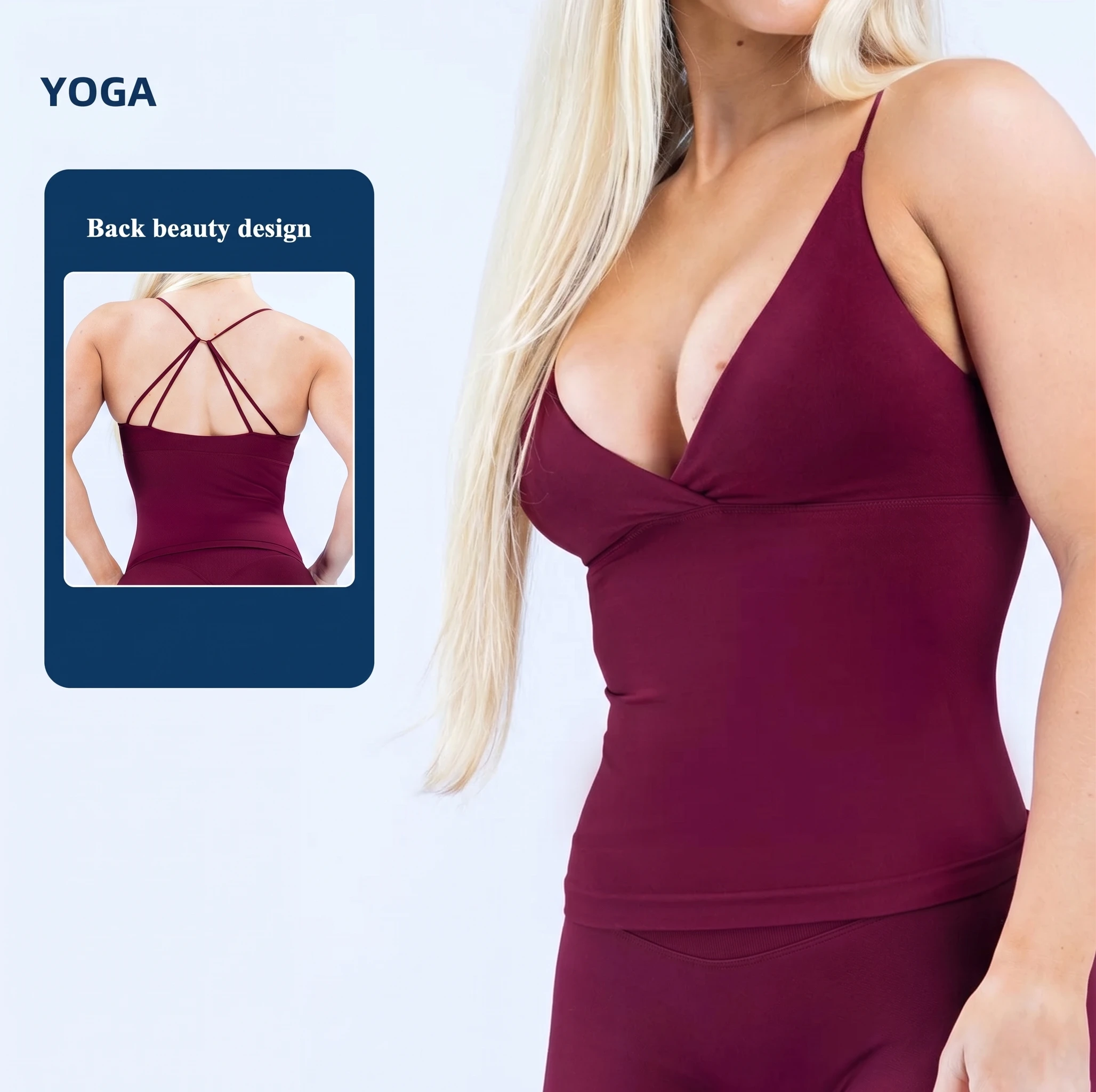 Vision Twist Front Longline Top Gym Tanktop Damen Gepolstertes Yoga-Top Rückenfreies Workout Fitness Camisole Sexy Lauf-Sporttops