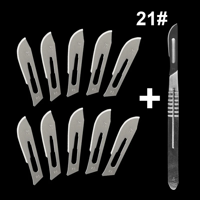 Carbon Steel Carving Metal Scalpel Handle 20# 23# Engraving Craft Knive Non-Slip Surgical Scalpel Knife Paper Cutting Tool Knife