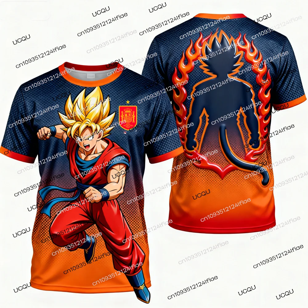 2025年新作 ドラゴンボールZ スペシャルエディション スペインサッカーユニフォーム メンズスポーツTシャツ キッズトレーニングウェア ファンスペシャルジャージキット