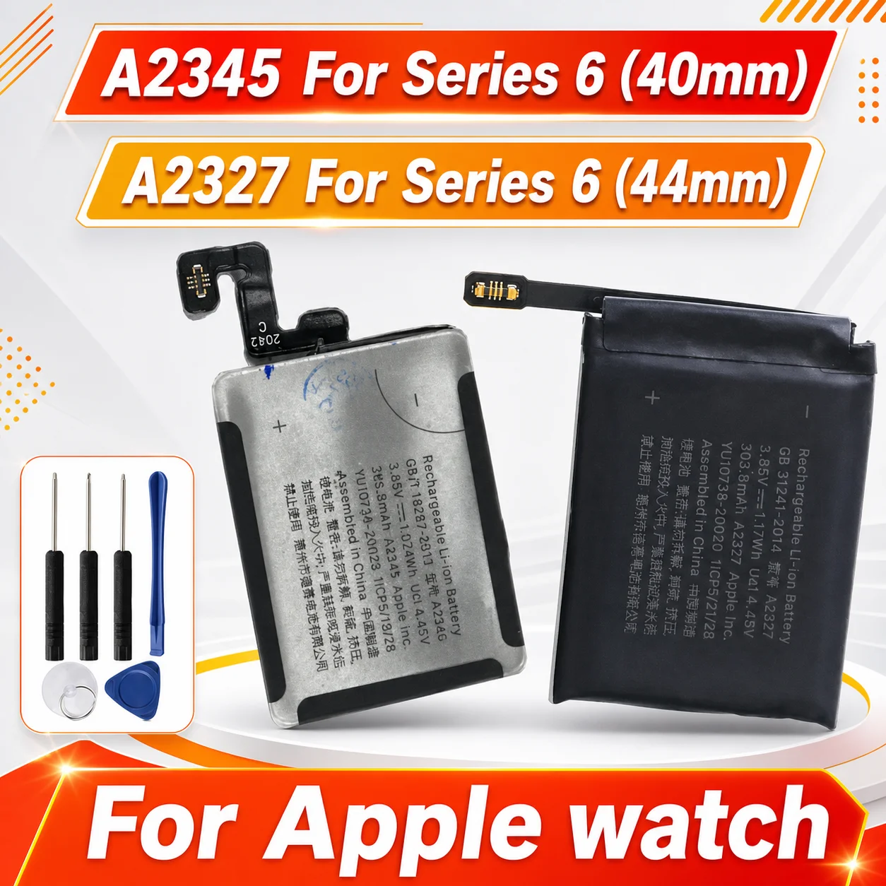 Smart Watch Replacement Battery A2345 A2327 For Series 6 40mm 44mm Watch Repair Battery Free Tool Kit Included