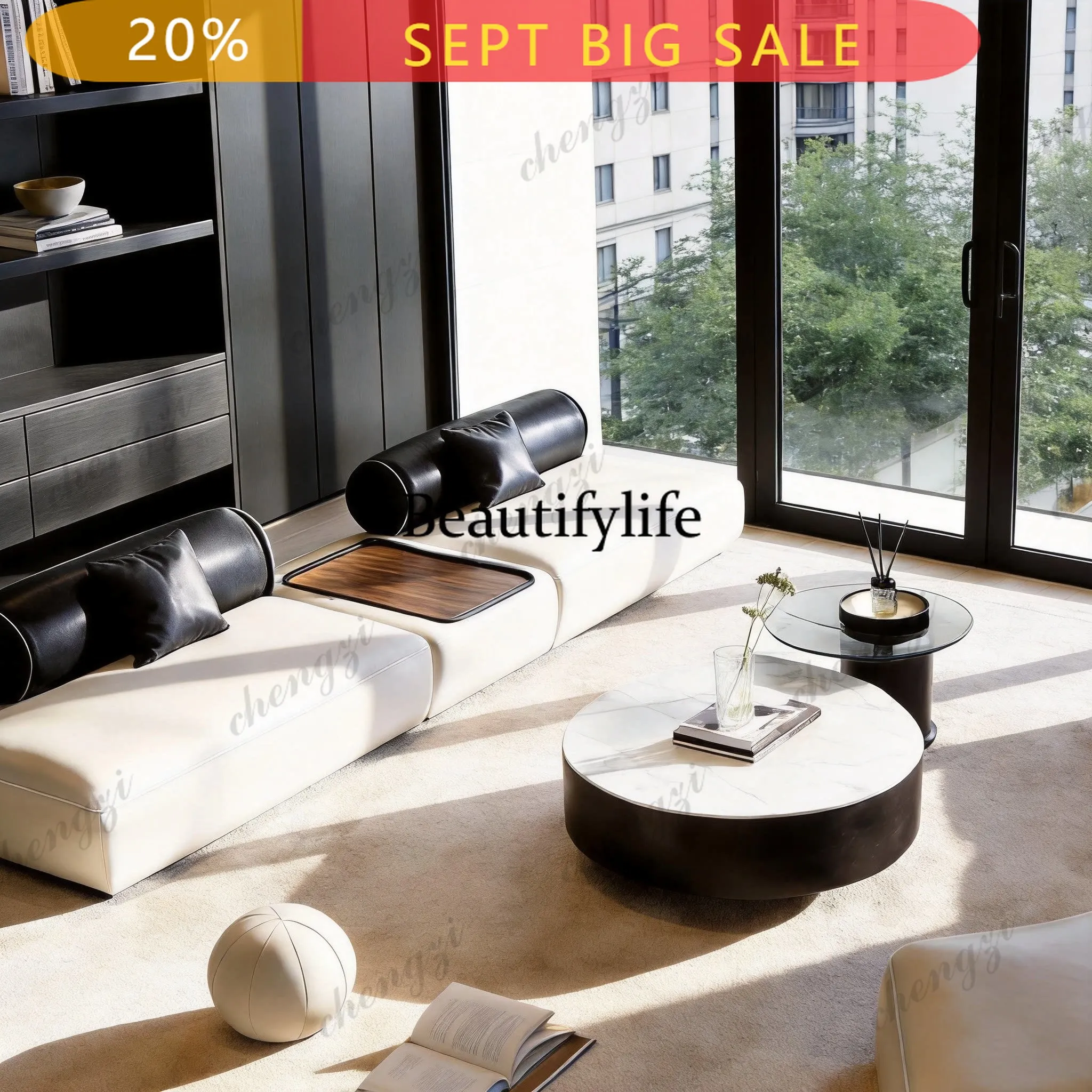 B178 Office color matching straight arc sofa combination beauty salon hall reception