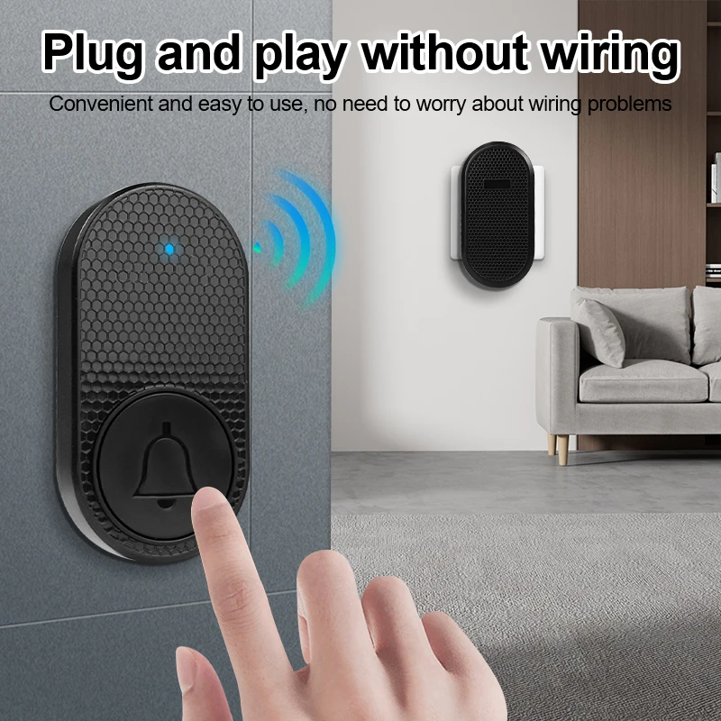 Wireless Doorbell Smart Home Welcome DoorBell Waterproof 32 Songs 4 Level Volume Intelligent DoorBell Chime Kit US/EU Plug