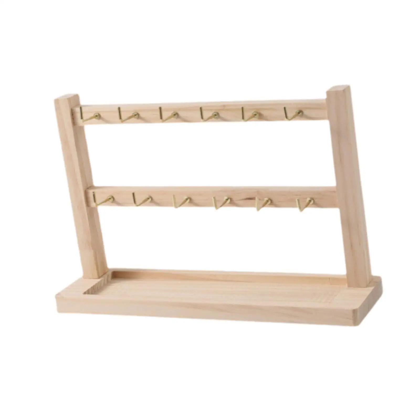 Earring Display Stand Wood Jewelry Organizer Rack with Hooks for Bracelet Necklace Keychain Holder Multi Tier for Vendor Display