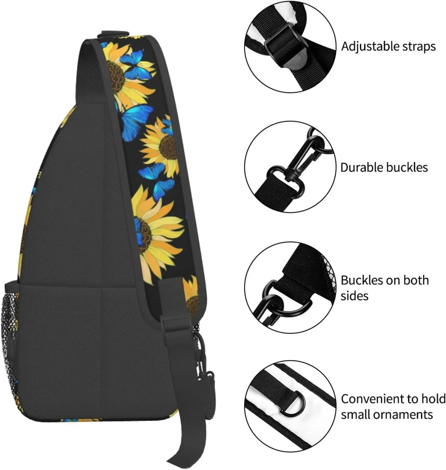 Sac à dos à bandoulière tournesol pour hommes et femmes, initié, poitrine, décontracté, voyage, randonnée, salle de sport