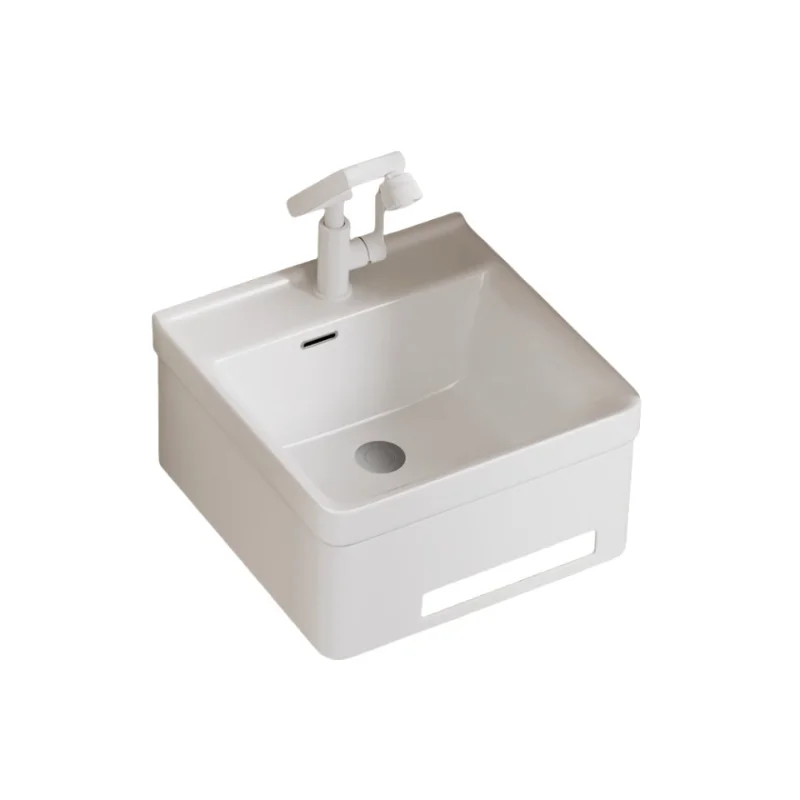 

Simple small apartment mini wall-mounted washbasin, single basin, small ceramic washbasin in the bathroom