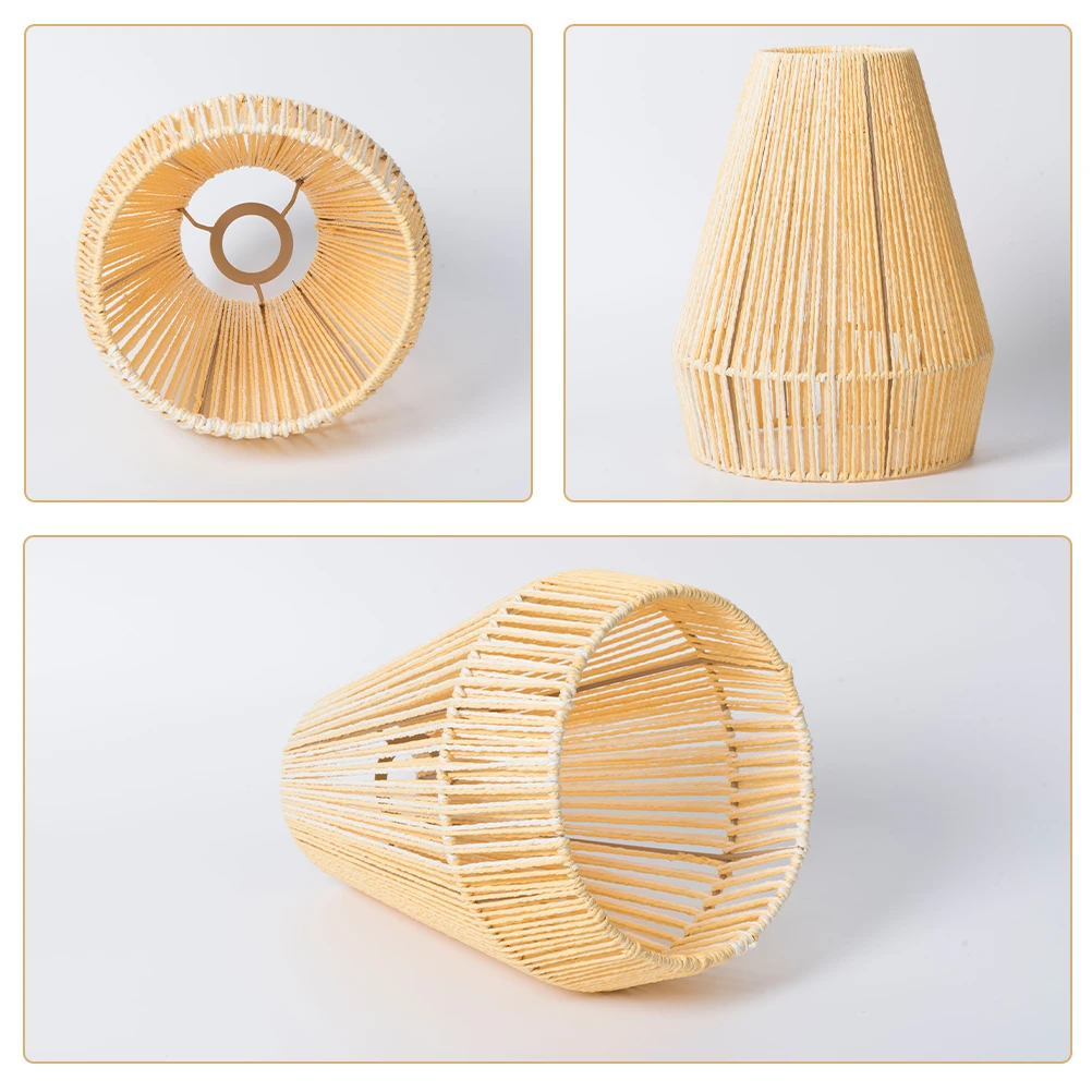 

Bohemian Woven Lamp Shade Pendant Light Cover For Restaurant Natural Lighting Decorative Rustic Lampshade Replacement