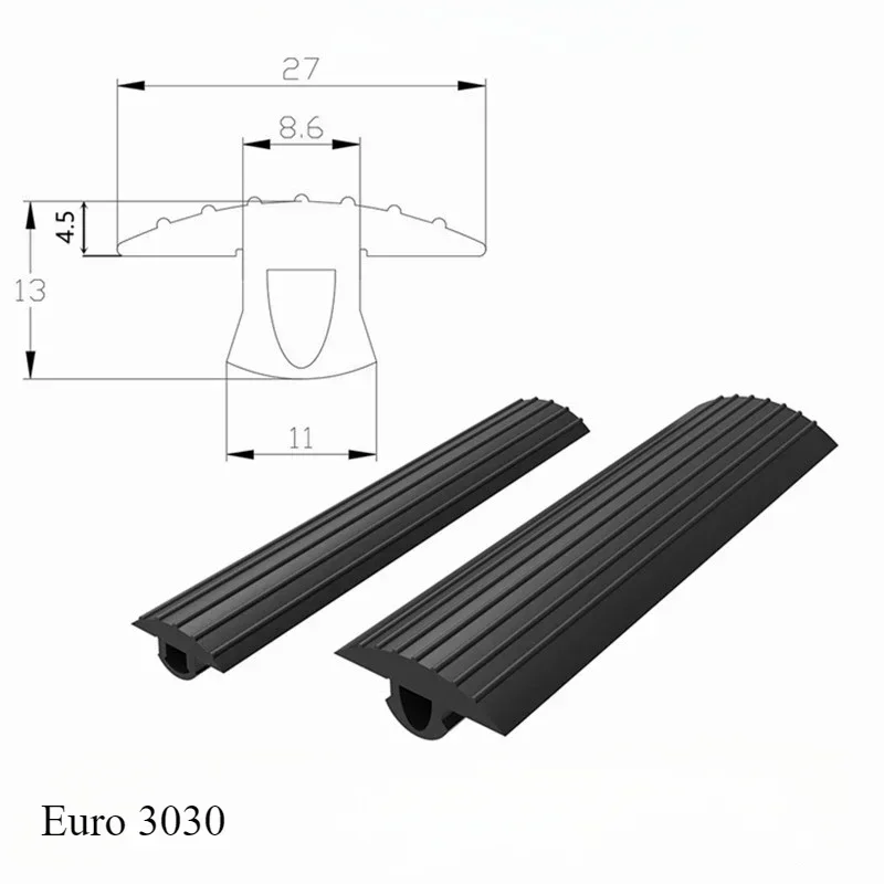 Anti-Slip Bumper Strip, Aluminum Profile Parts, Flat Seal, Dustproof, European Standard