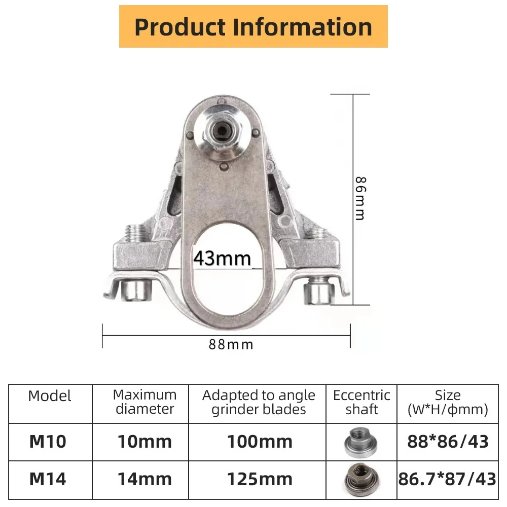 Adaptador de cabezal de conversión de amoladora angular de Rosca M10/M14 con herramienta oscilante de potencia para accesorios de amoladora angular