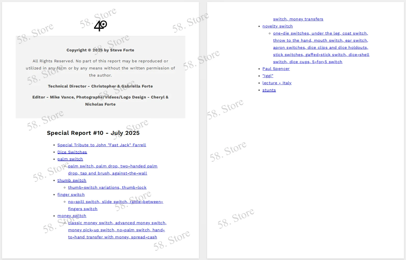 Special Report #10 July 2025 By Steve Forte Magic tricks ( 58 Store Download )