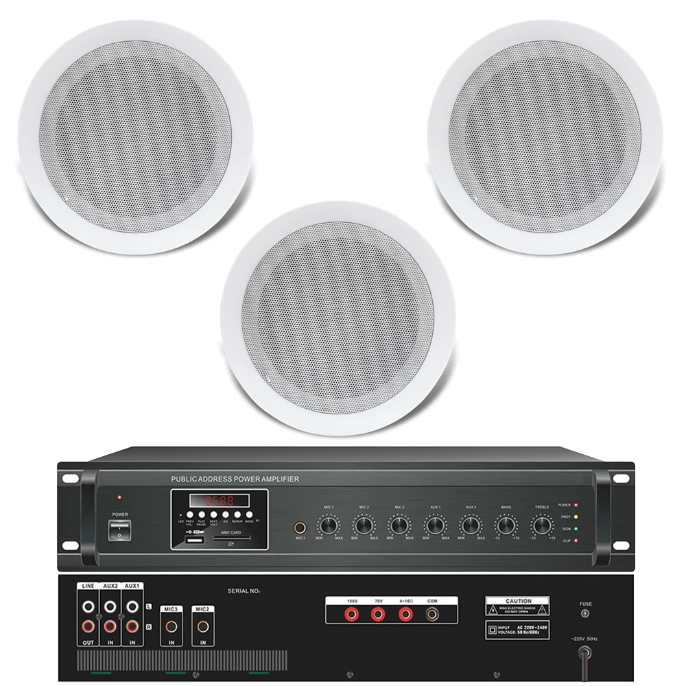 

MiCWL Broadcasting System 8pcs 60W Ceiling Speaker 480W Amplifier Controller Set For Conference Meeting Room Supermarket Malls