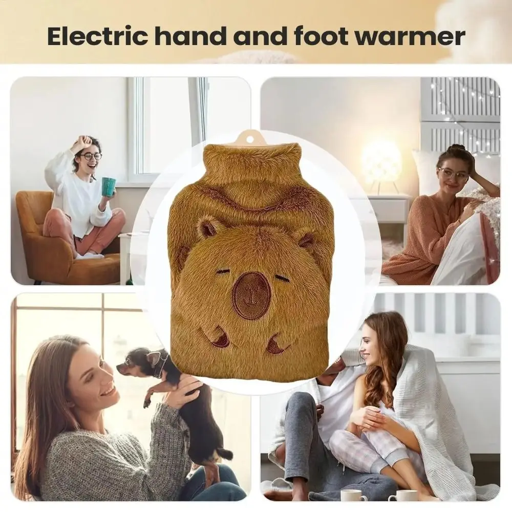 

Portable Capybara Hot Water Bag Leak Proof Warmth Hand Warmer 1000ml Capacity Heat Retention Bag Winter