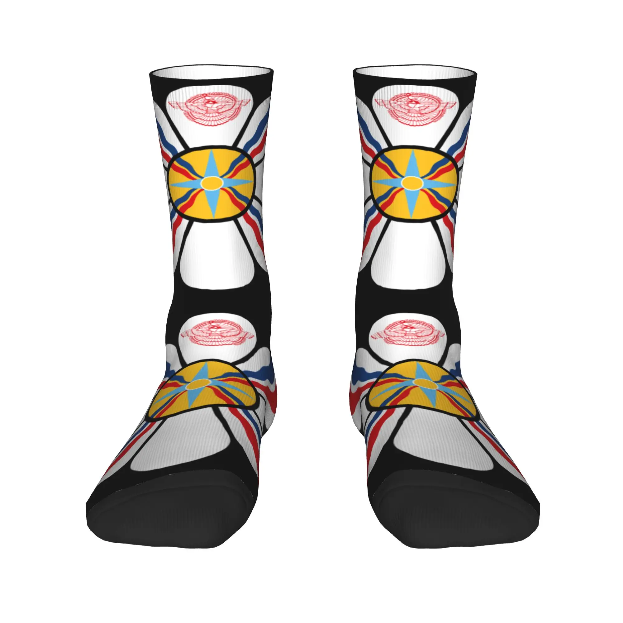 

Assyria Flag Flower Mens Crew Socks Unisex Cute 3D Printing Dress Socks