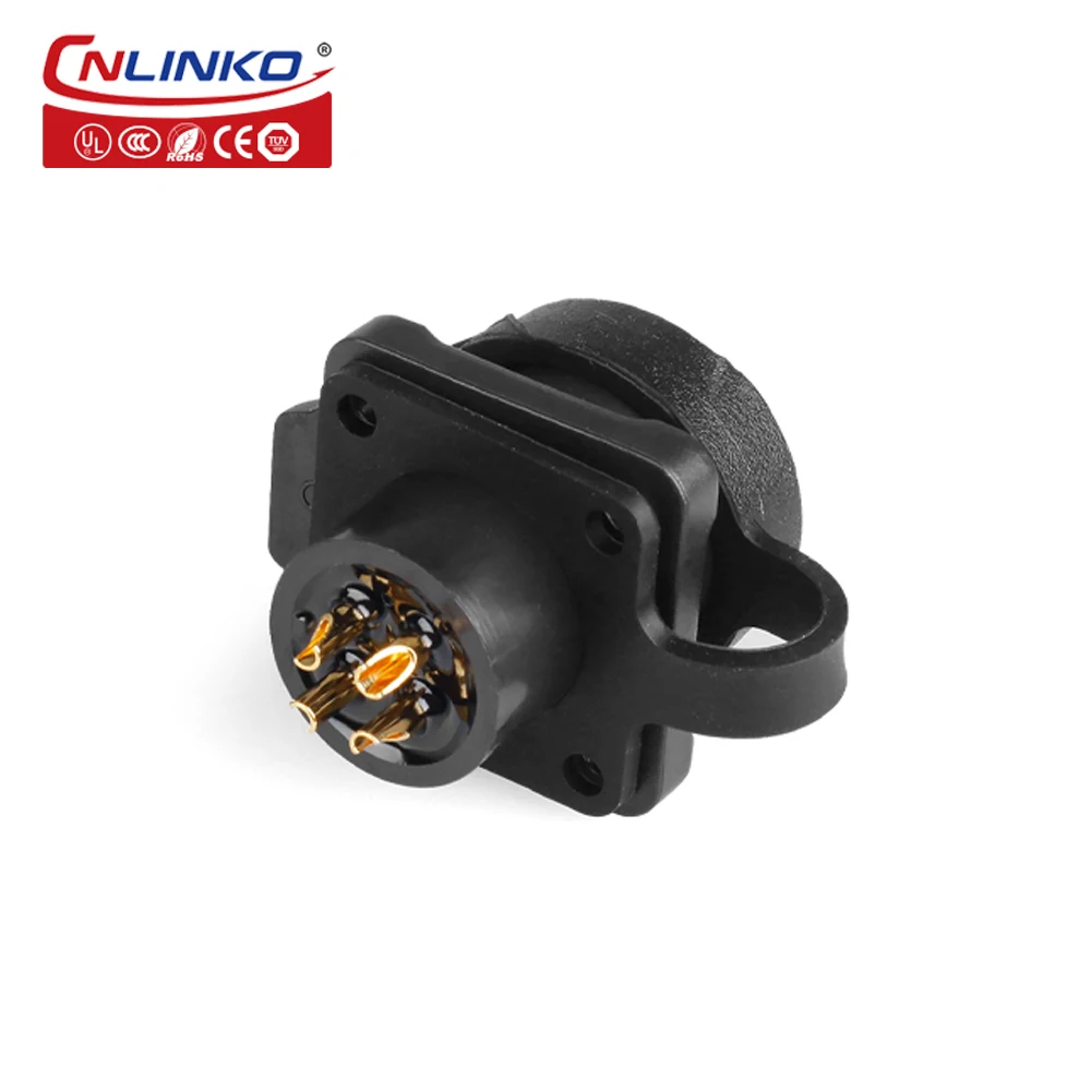 CNLINKO PBT Plastic LP12 4 Pin Waterproof Industrial Power Cable Connector Panel Mount for Solar System Measuring Instruments