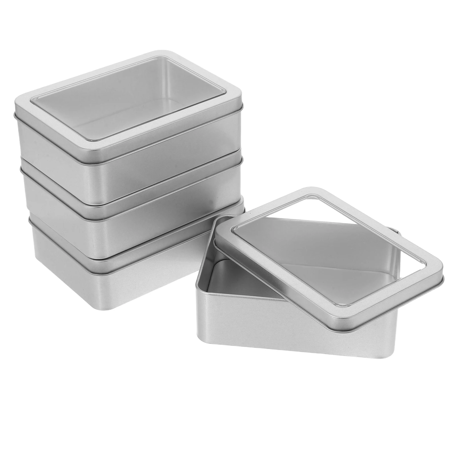 

4 Pcs Tinplate Box Rectangular Boxes with Lids Metal Holiday Tins Container Biscuit