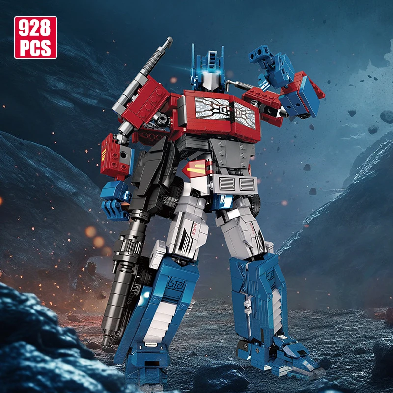 2-in-1 변신 로봇 자동차 블록 키트, 928PCS 레드 블루 메카 트럭 모델 브릭 MOC 조립 DIY 장난감 어린이 선물