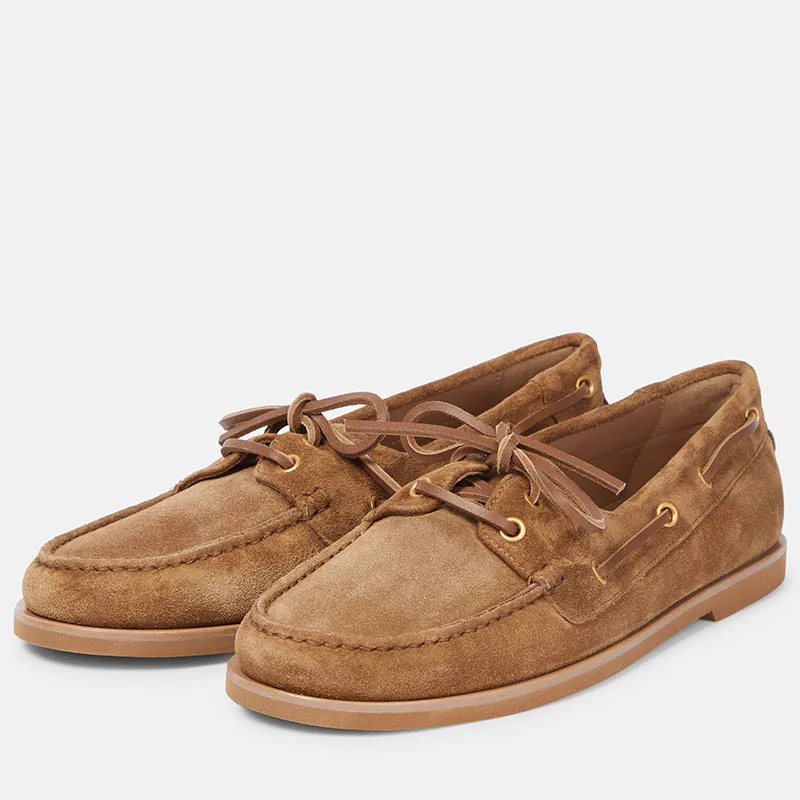 Distressed Lace-Up Soft-Soled Loafers Retro Slip-On Comfortable Flats British Style Women's Shoes Chaussure Femme