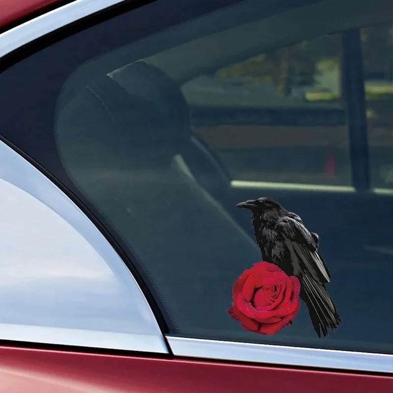 Raven And Rose Vinyl Waterproof Sticker Decal For Car Laptop Wall Window Bumper Sticker 13x15cm PVC KK