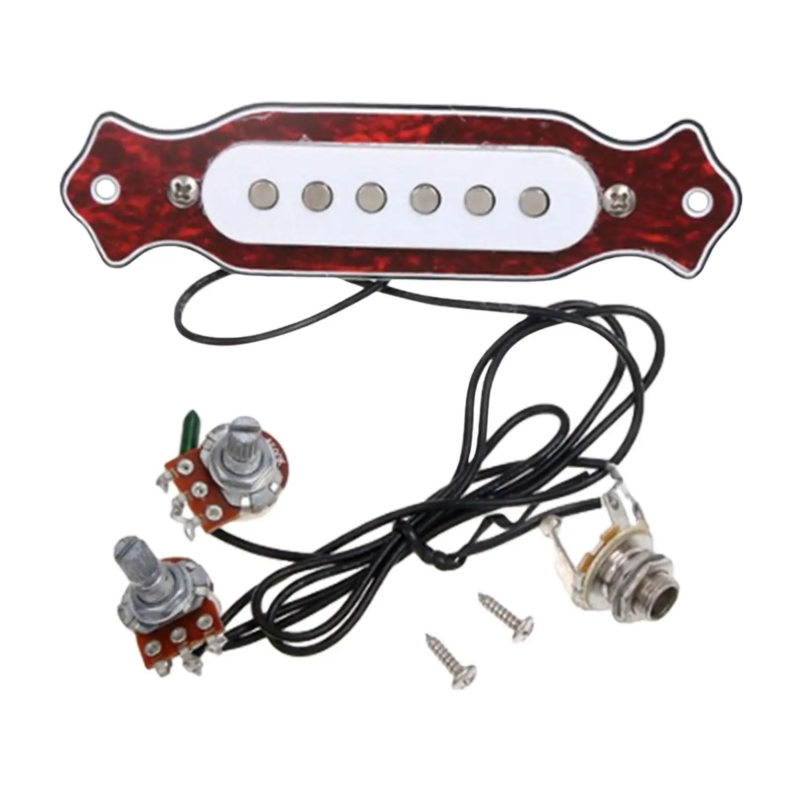 Acoustic Guitar Magnetic Pickup Red Tortoise Plate Volume and Tone Control Feedback Resistant for Steel String Guitars