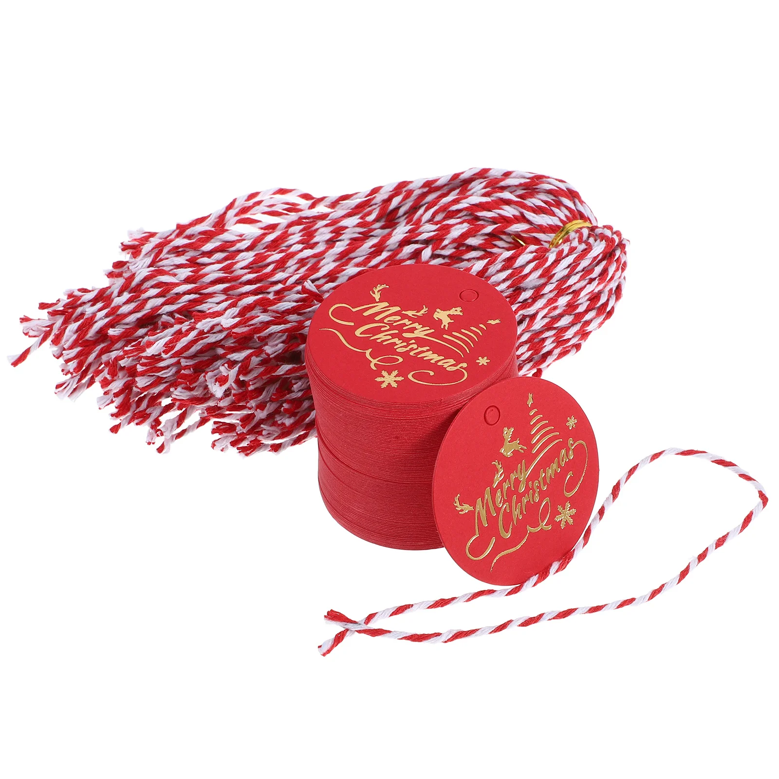 

100Pcs Merry Christmas Gift Tags Paper Hanging Tags Cotton String Christmas Decoration Holiday Party Label Cards