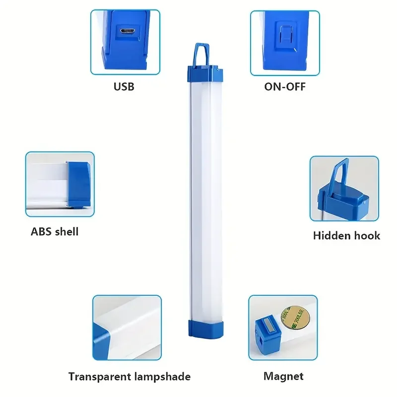 30CM LED Rechargeable Tube Camping Light Magnetic Suspension Portable Light Bulb for Emergency,Night Market,Outdoor Lighting