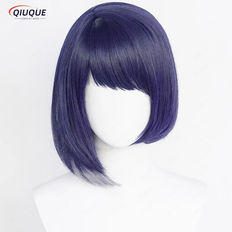 

Game Impact Kujou Sara Cosplay Wig 35cm Blue Short Straight Heat Resistant Synthetic Hair Anime Wigs + Wig Cap