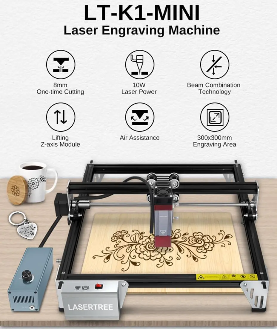 Laser Engraver Machine, 10000Mw(10W) Output Laser Engraving Cutting Machine With Air Assist Pump Kit, Built-In Fac, Eye