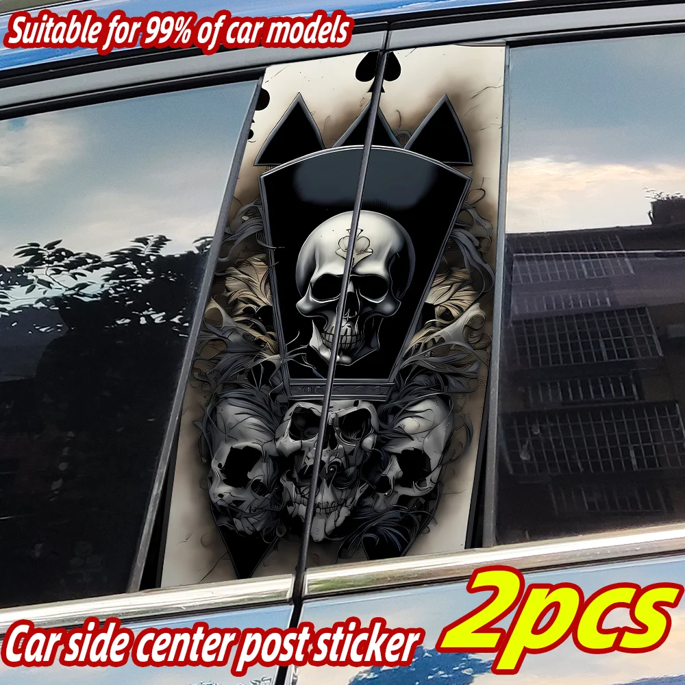 

Poker Spades Skull Car Stickers Auto B Pillar Waterproof Sunscreen Decor Cover Scratches Car Door Pillar Vinyl Decals Accessorie