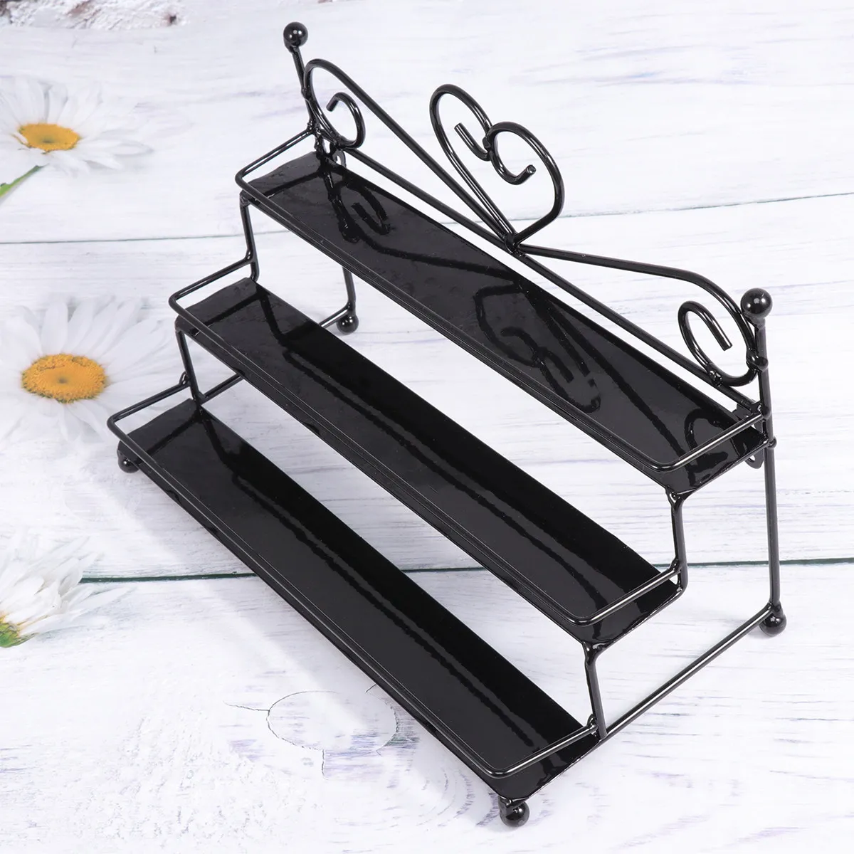 Elegant Heart Shaped Metal Nail Polish Organizer Rack with 3 Rows for Large Capacity Storage Display Stand Home Decor Beauty