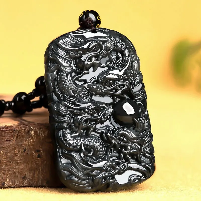 

Natural Burmese A-grade Jadeite Black Chicken Skin Nine Dragons Guardian Dragon Gemstone Pendant Ice Seed for Men And Women