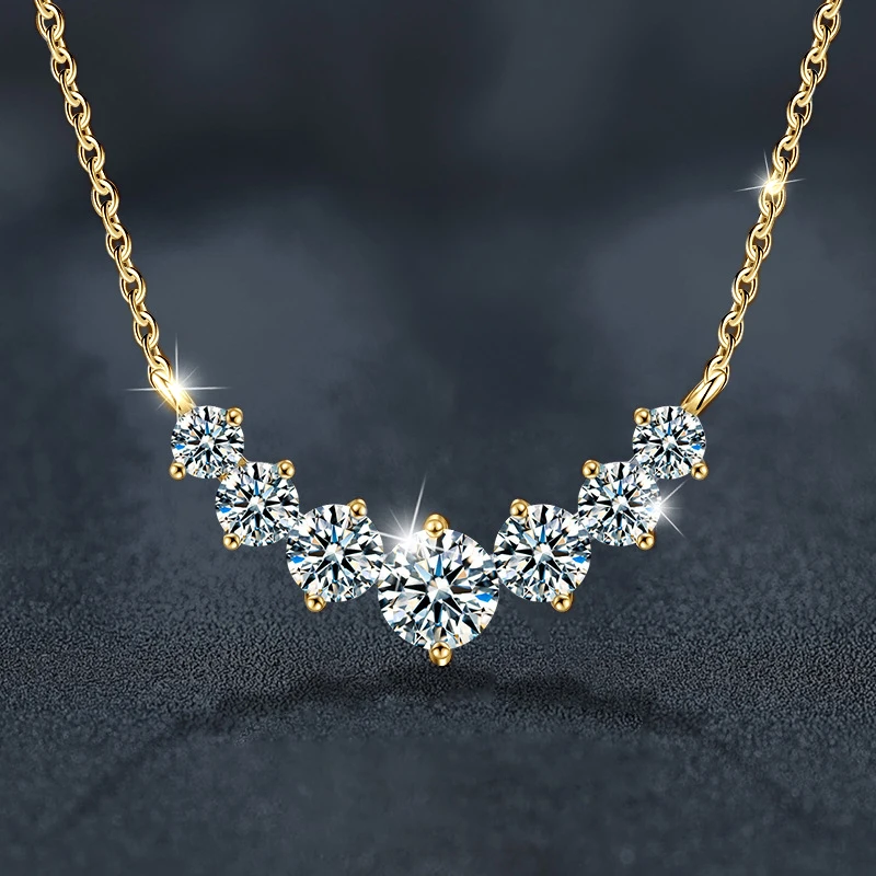 

U-Smile Moissanite Necklace D VVS1 for Women D Color Sparkling Lab Diamon Luxury Necklaces 925 Sterling Silver GRA Certified