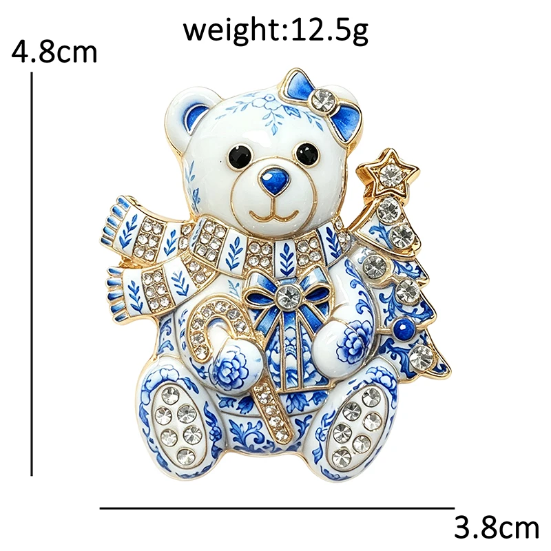 Wuli&baby Weihnachtsbär-Broschen für Frauen Unisex 2-farbige Strass-Broschen Niedliche Tier-Neujahrs-Party Casual-Broschen Geschenke – Detail 3