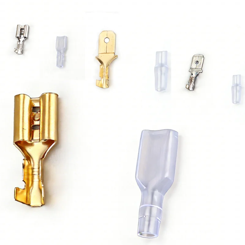 

50Pcs/100Pcs 2.8/ 4.8/ 6.3mm Male Female Plug-in Spring Wiring Terminal Insulation Sheath Cold Pressed Terminal Block