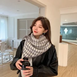 Thickened Knitted Advanced Feeling Neck Scarf Women's Winter New Korean Double Sided Student Cute Warmth