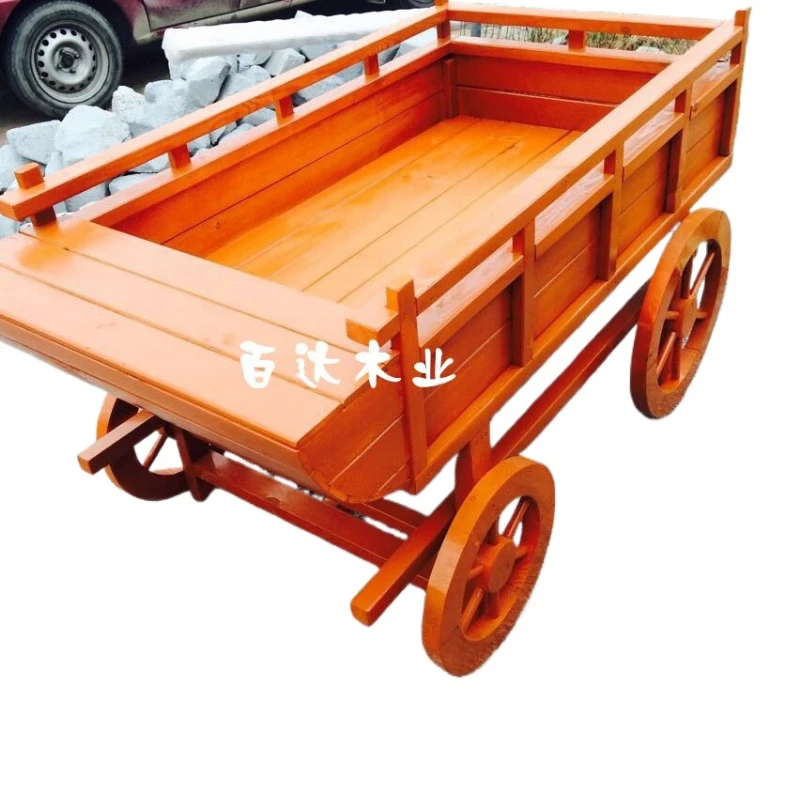 anticorrosive wooden float  wooden float solid wooden flower box outdoor flower stand mobile sales car promotion car