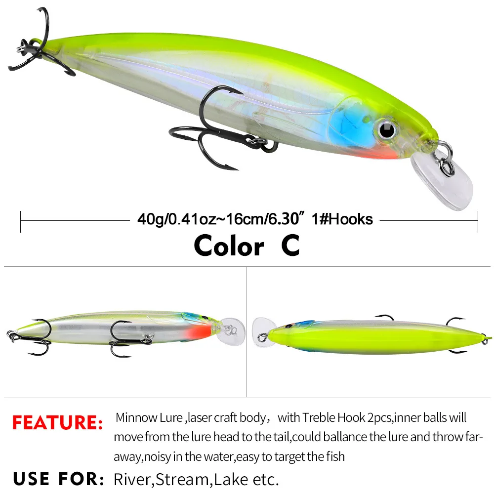 1 Stück schwimmender Jig-Köder 16cm 40g, biomimetischer Köder, weitwurffähiger schwimmender Minnow-Hartköder, Kunststoff-Wobbler, Angelzubehör – Detail 8